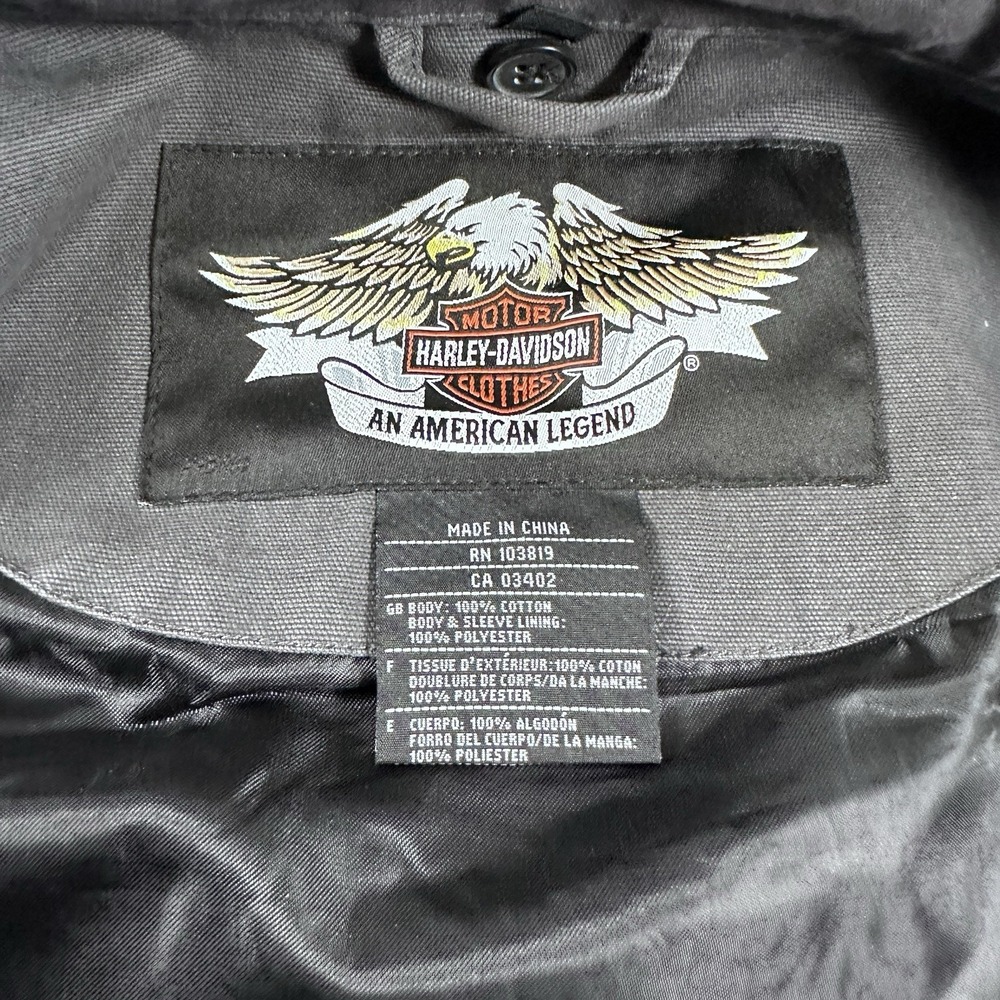 Vintage Harley Davidson Detroit Jacket Embroidered Mechanic Canvas Bomber - Picture 14 of 16